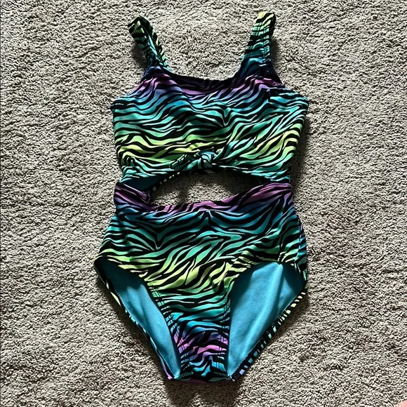 Kids Zebra Print Swimsuit - Multicolor - Small - Picture 1 of 7